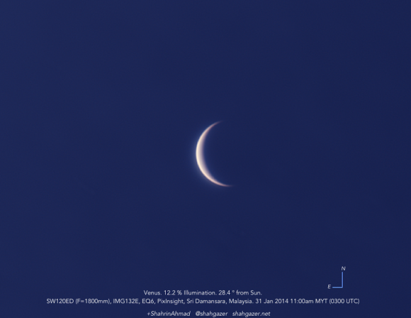 Venus as captured by Shahrin Ahmad (@shahgazer) on January 31st, 2014. Credit- Shahgazer.net.