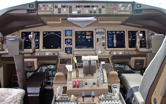 Flight deck view of the missing MH 370 aircraft, showing many of the communication systems now under investigation. Credit: Chris Finney
