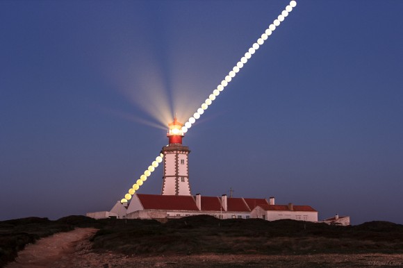 The full Moon in this sequence was captured at the Cape Espichel lighthouse near Cabo Espichel, Sesimbra, Portugal on March 16, 2014. Credit and copyright: Miguel Claro.  