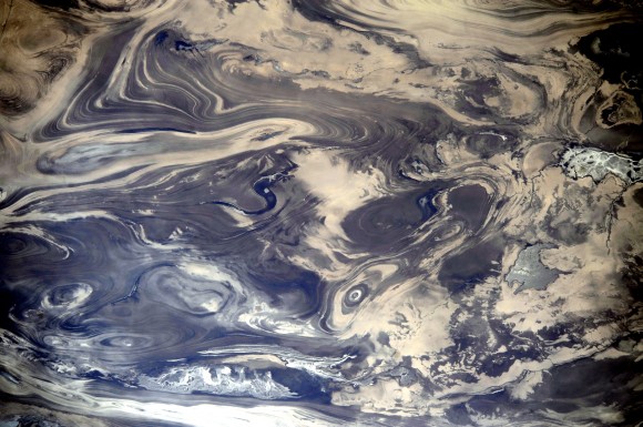 The Kavir desert in Iran, as seen from the International Space Station on Feb. 14, 2014. Credit: NASA.