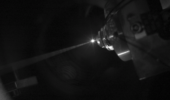 Looped movie of the hydrogen jet in the sample chamber. Credit: Sven Toleikis/DESY