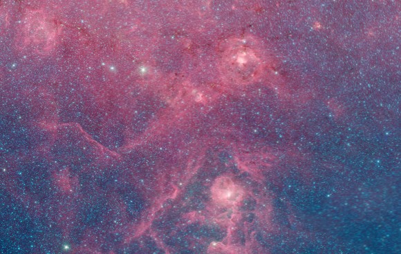 Bubbles of gas and sites of star formation are seen in this close up from a region in the constellation Sagittarius. Credit: