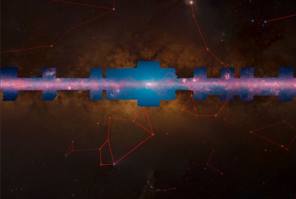 A screen grab of the new zoomable Milky Way mosaic that uses Microsoft's WorldWide Telescope viewer. Click to use. Credit: NASA