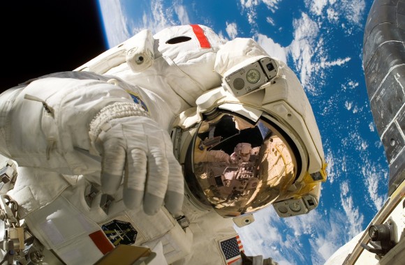 Astronaut Piers Sellers during an STS-121 spacewalk in 2006 to demonstrate techniques on repairing the shuttle's heat shield. Credit: NASA