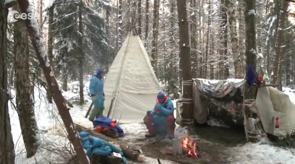 Astronauts participate in survival training in early 2014 in the wilderness near Star City, Russia. Credit: European Space Agency (YouTube)