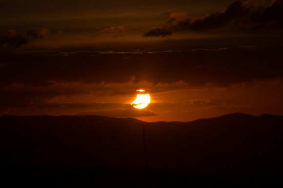 The partially-eclipsed Sun sinks into the west as seen from Brisbane, Australia on April 29, 2014. Credit and copyright: Teale Britstra.