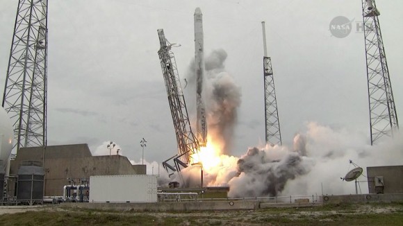 The SpaceX Falcon 9 rocket launches from the Cape Canaveral Air Force Station in Florida on April18, 2014. Credit: NASA TV