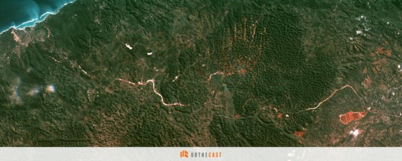 One of the first pictures released from UrtheCast in April 2014 showed several hundred square miles around Moneague, Jamaica. Credit: UrtheCast