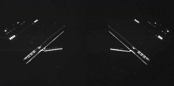 Rosetta's solar panels as seen by Philae's CIVA imaging system on April 14, 2014. Credit: ESA/Rosetta/Philae/CIVA