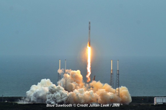 SpaceX Falcon 9 rocket liftoff on April 18, 2014 from Space Launch Complex 40 at Cape Canaveral, Fla. Credit: Julian Leek