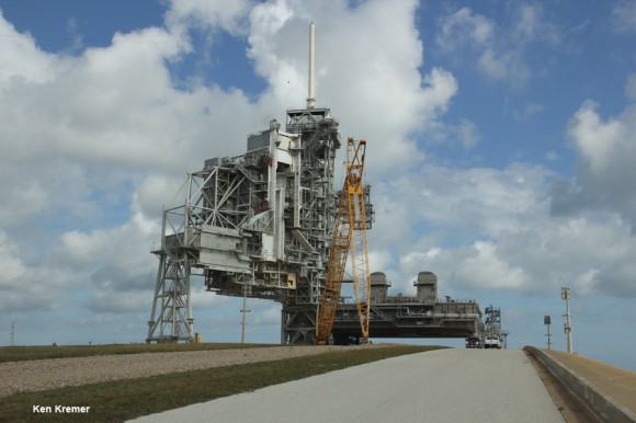 Launch Pad 39A has lain dormant save dismantling since the final shuttle launch on the STS-135 mission in July 2011. Not a single rocket has rolled up this ramp in nearly 3 years. SpaceX has now leased Pad 39A from NASA and American rockets will thunder aloft again with Falcon rocket boosters starting in 2015. Credit: Ken Kremer/kenkremer.com