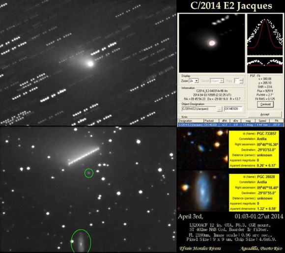 Comet Jacques photographed on April 3, 2014. Credit: Efrain Morales