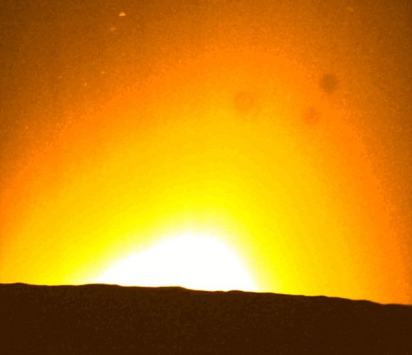 Frame from LADEE's star tracker camera showing the zodiacal light rising on the moon's horizon from its extremely low orbit on April 12, 2014. Credit: NASA