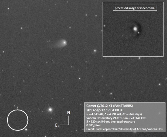 C/2012 K1 PANSTARRS, discovered with the Pan-STARRS 1 telescope high up the Haleakala volcano on Maui, Hawaii. Credit: Carl Hergenrother