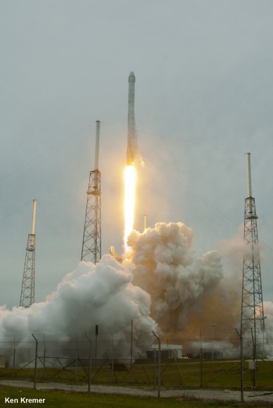 Liftoff of SpaceX Falcon 9 rocket and Dragon from Cape Canaveral Air Force Station, Fla, April 18, 2014. Credit: Ken Kremer/kenkremer.com