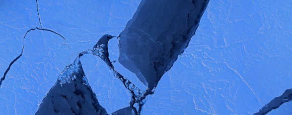 An image mosaic of ice breaking up in the Arctic Ocean's Canada Basin on March 28, 2014. Image taken by Operation IceBridge's Digital Mapping System. Credit: Digital Mapping System/NASA Ames