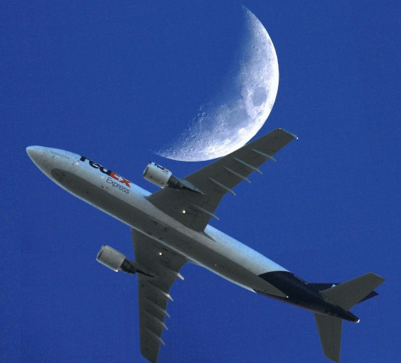 Airbus A300 B4-622R from London to Paris -- and to the Moon? -- on April 5, 2014. Credit and copyright: Sebastien Lebrigand.