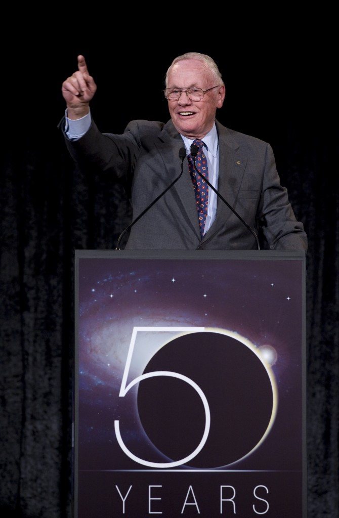 Neil Armstrong at a gala celebrating NASA's 50th anniversary in September 2008. Credit: NASA/Paul Alers