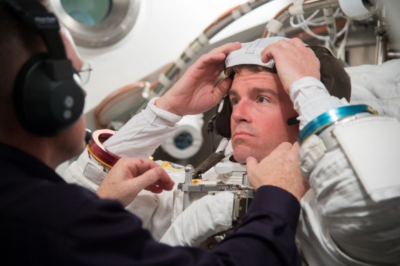 Expedition 40 NASA astronaut Reid Wiseman participates in a spacesuit fit-check prior to his scheduled flight to space in May 2014. Credit: NASA