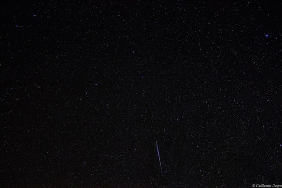 A lone Eta Aquarid meteor during the night of May 5, 2014. Credit and copyright: Astro Guillaume on Flickr.