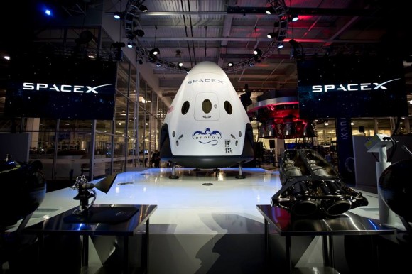 Dragon V2, SpaceX's next generation spacecraft designed to carry astronauts to space is unveiled by CEO Elon Musk on May 29, 2014. Credit: SpaceX