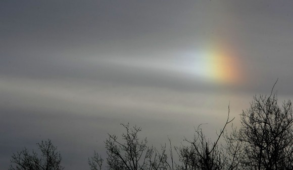 An especially colorful sundog with a 'tail' from 2008. Credit: Bob King