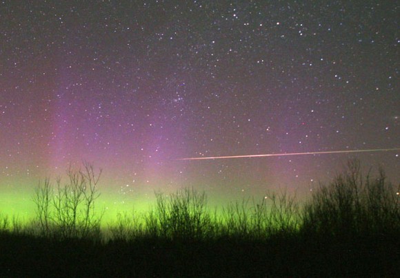 A bright, earthgrazer Eta Aquarids streaks across Perseus May 6, 2013. Because the radiant is low for northern hemisphere observers, earthgrazers - long, bright meteors that come up from near the horizon and have long-lasting trails. Credit: Bob King