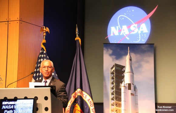 NASA Administrator Charles Bolden discusses future of NASA human spaceflight at NASA Headquarters, Washington, DC. Credit: Ken Kremer- kenkremer.com
