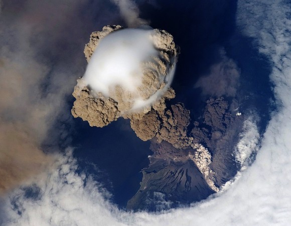 The Sarychev Volcano in Japan erupting in 2009. Credit: NASA/JSC/Image Science and Analysis Laboratory
