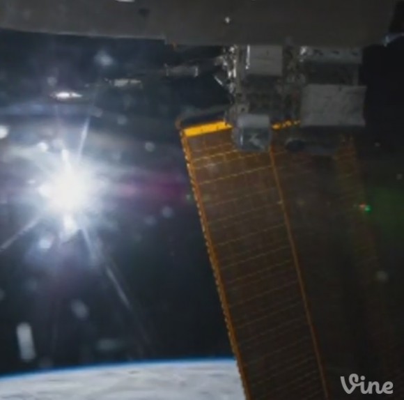Still from the first Vine video from space showing the Sun never setting on the International Space Station. Video taken in June 2014. Credit: Reid Wiseman/Vine