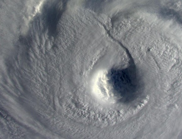 “Scary. The sunlight is far from reaching down the abyss of Neoguri's 65 km-wide eye.” Taken from the ISS on 8 July 2014. Credit: ESA/NASA/Alexander Gerst