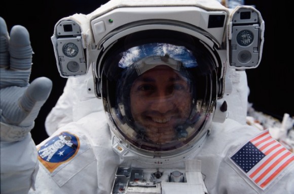 Astronaut Mike Massimino on a spacewalk during shuttle mission STS-109 in March 2002. Credit: NASA