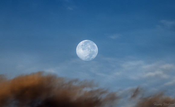 The 'Supermoon' setting on the morning of July 13, 2014 at around 6 am local time near Kapiolani, Honolulu, Hawaii. Credit and copyright: Henry Weiland.