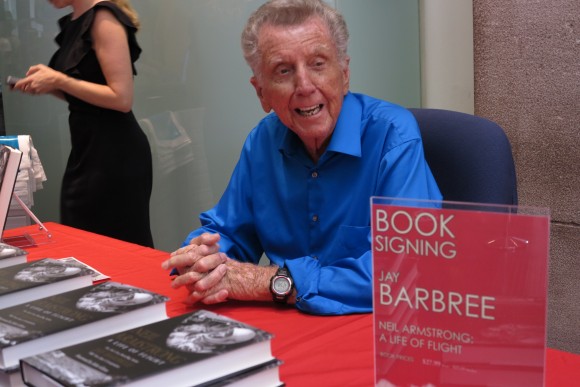 Jay Barbree at “Neil Armstrong” book signing tour at the Smithsonian National Air & Space Museum. Credit: Mark Usciak