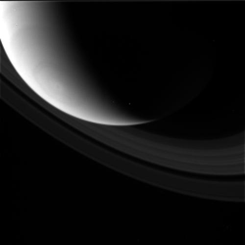 Eerie shadows play across Saturn in this Cassini image taken in June 2014. Credit: NASA/JPL/Space Science Institute