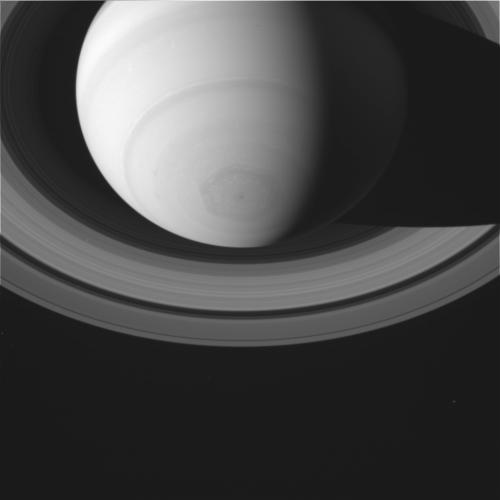 Part of Saturn's rings are visible in this July 2, 2014 image from the cassini spacecraft. Credit: NASA/JPL/Space Science Institute