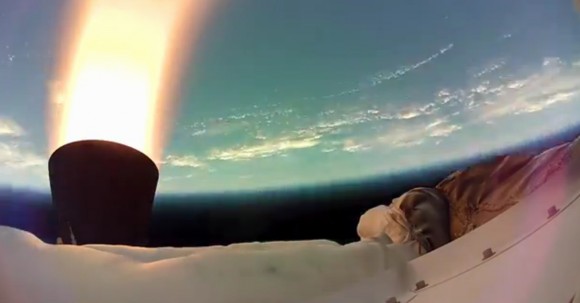 NASA's Low-Density Supersonic Decelerator (LDSD) during a June 2014 test flight. Credit: NASA/YouTube (screenshot)