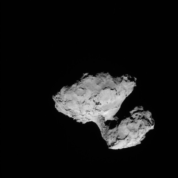 A view of Comet 67P/Churyumov-Gerasimenko taken by the Rosetta spacecraft on Aug. 9, 2014. Credit: ESA/Rosetta/NAVCAM