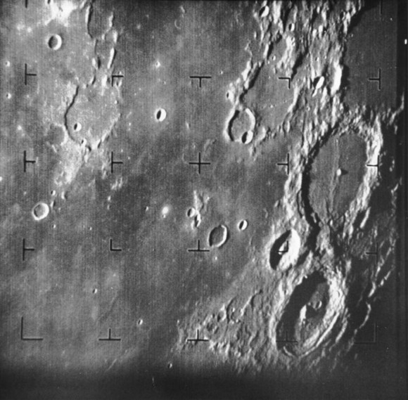 Ranger 7 took this image, the first picture of the Moon by a U.S. spacecraft, on 31 July 1964 at 13:09 UT (9:09 AM EDT) about 17 minutes before impacting the lunar surface. Credit: NASA/JPL-Caltech