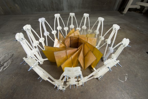 NASA's Jet Propulsion Laboratory is working on a solar array that would fold up like an origami shape, to make it easier to unfurl. Credit: BYU