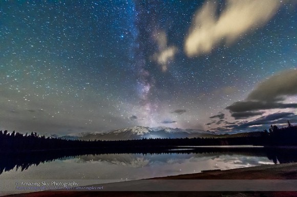 The Milky Way over Lake Annette in Jasper National Park, Alberta, a Dark Sky Preserve, on October 24, 2014. Credit and copyright: Alan Dyer/Amazing Sky Photography. 