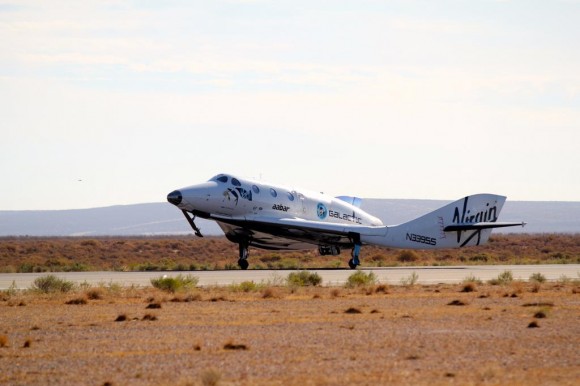 Touchdown! Virgin Spacecraft Prototype Soars Over Mojave, Testing Re-Entry System