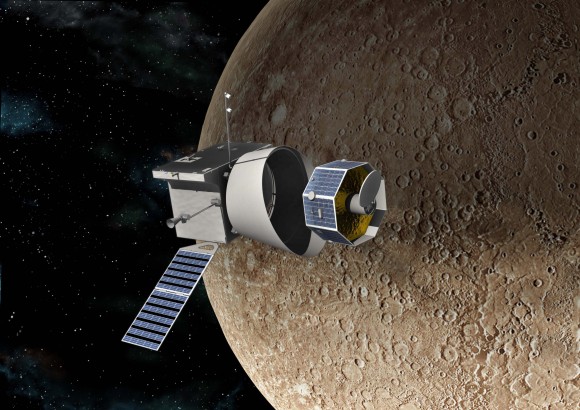 Artist's impression of the European Space Agency's BepiColombo mission in operation around Mercury. Credit: Astrium