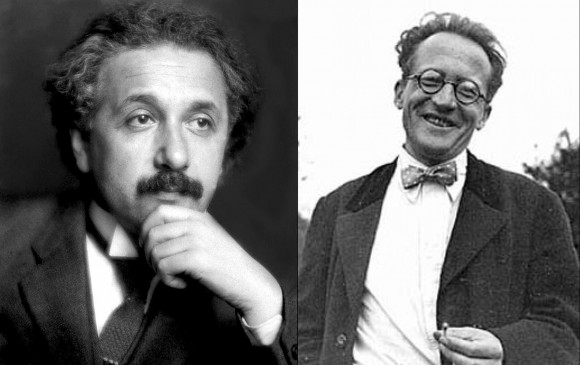 Two of the perpetrators of the century long problem of unifying General Relativity Theory and Quantum Physics, A. Einstein, E. Schroedinger.
