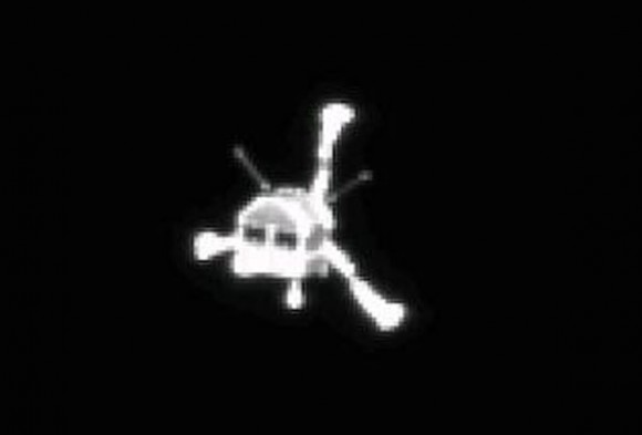 The Philae that could! The lander photographed during its descent by Rosetta. Credit: ESA/Rosetta/MPS for Rosetta Team/