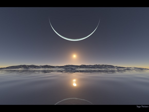 image of sun and moon at the north pole: real or work of art?