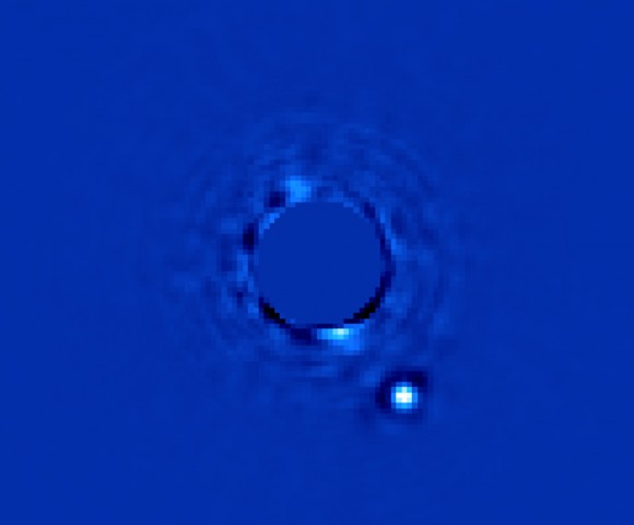 The Gemini Planet Imager’s first light image of Beta Pictoris b (Processing by Christian Marois, NRC Canada)