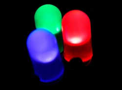 Small individually colored LED lights. LEDs are an electronic light based on semiconductors instead of