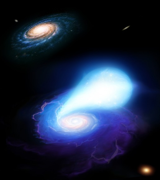 University of Warwick researchers explain mystery of the loneliest supernovas. Compact binary star systems that have been thrown far from their host galaxy when one star of that pair became a neutron star, go through a second trauma when the remaining white dwarf star is eventually pulled onto the neutron star Credit: Artist’s impression is free to use with story but must include this credit: © Mark A. Garlick / space-art.co.uk / University of Warwick