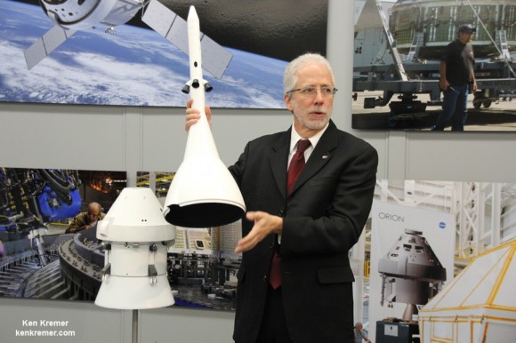 NASA’s Orion Program manager Mark Geyer discusses Orion EFT-1 mission. Credit: Ken Kremer - kenkremer.com